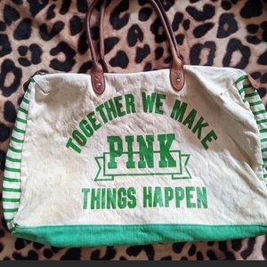 💗VINTAGE LARGE GREEN & CANVAS TOGETHER WE TOTE